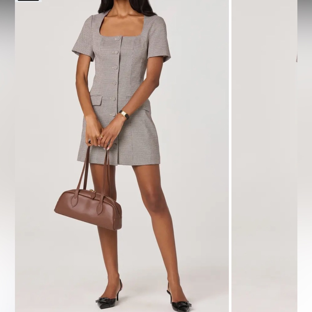 Astr Tailored Mini Dress in Gray Check